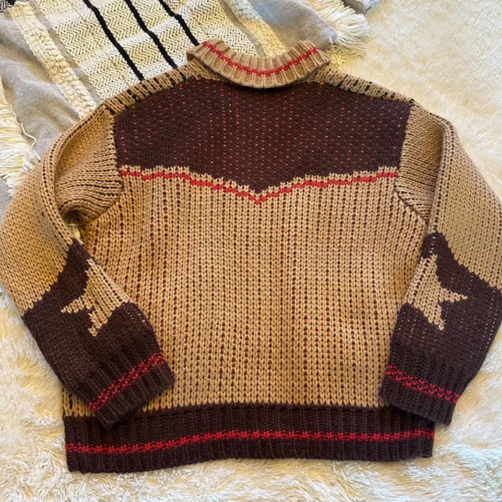 Western Design Rodeo Horse Cowichan Knit Traditional Zip Front Sweater - Picture 5 of 6